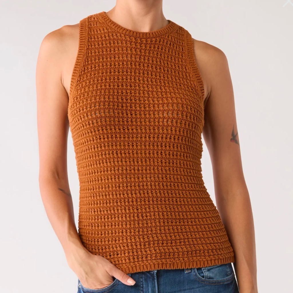 Madewell Rust Orange Cropped Knit Tank Sweater